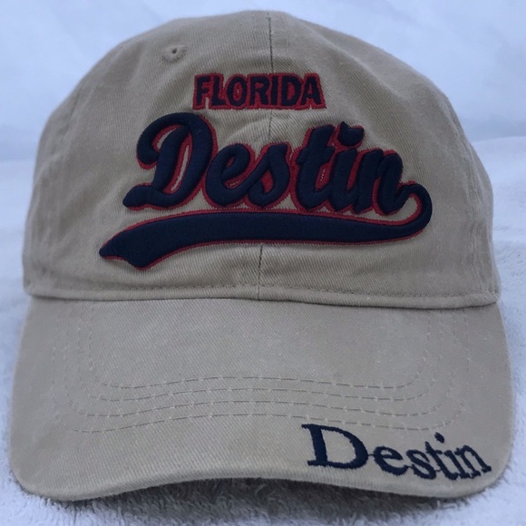 Lucky 7 for Destin Florida Adjustable Tan Beach Baseball Cap - Picture 1 of 15